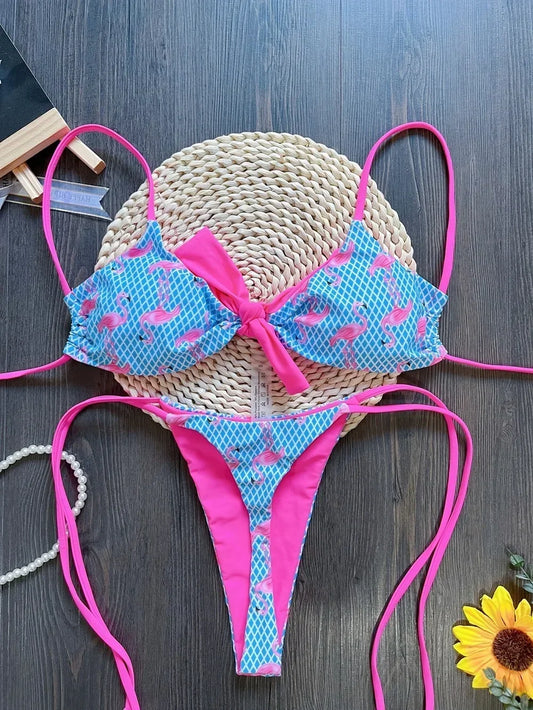 Sexy Flamingo Print Bikini