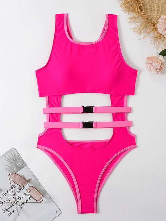 Swimsuit with Buckle Waistband