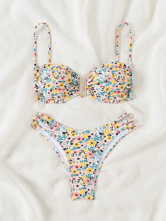 Bikini with Flower Pattern