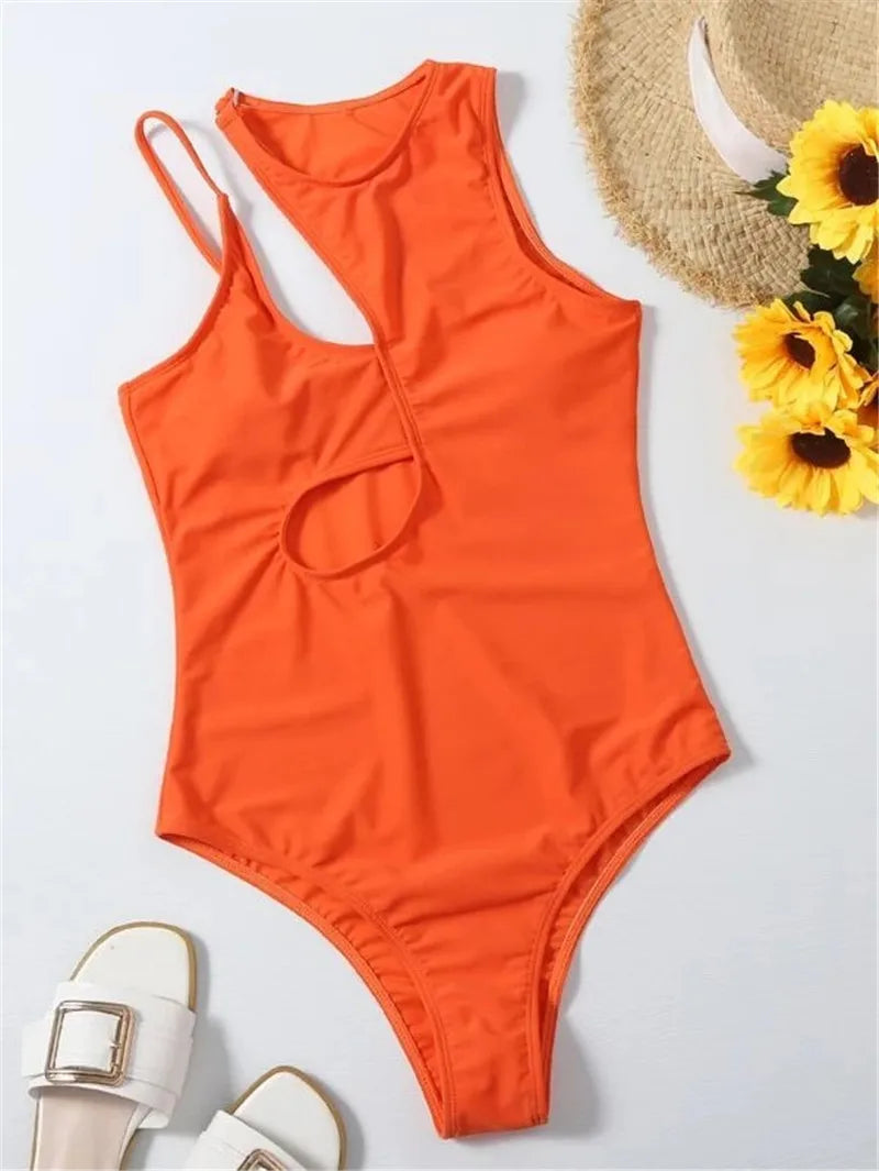 Sexy Neon Orange/Black Swimsuit