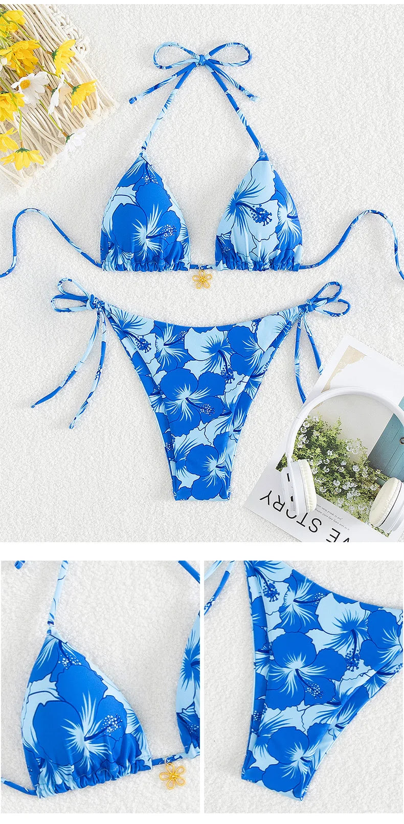 Sexy Lace-up Triangle Bikini