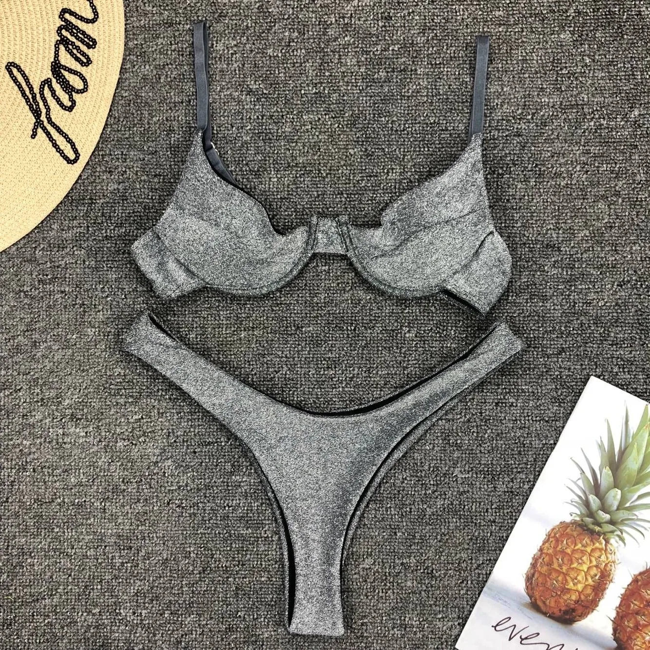 Sexy Silver Glitter Bikini