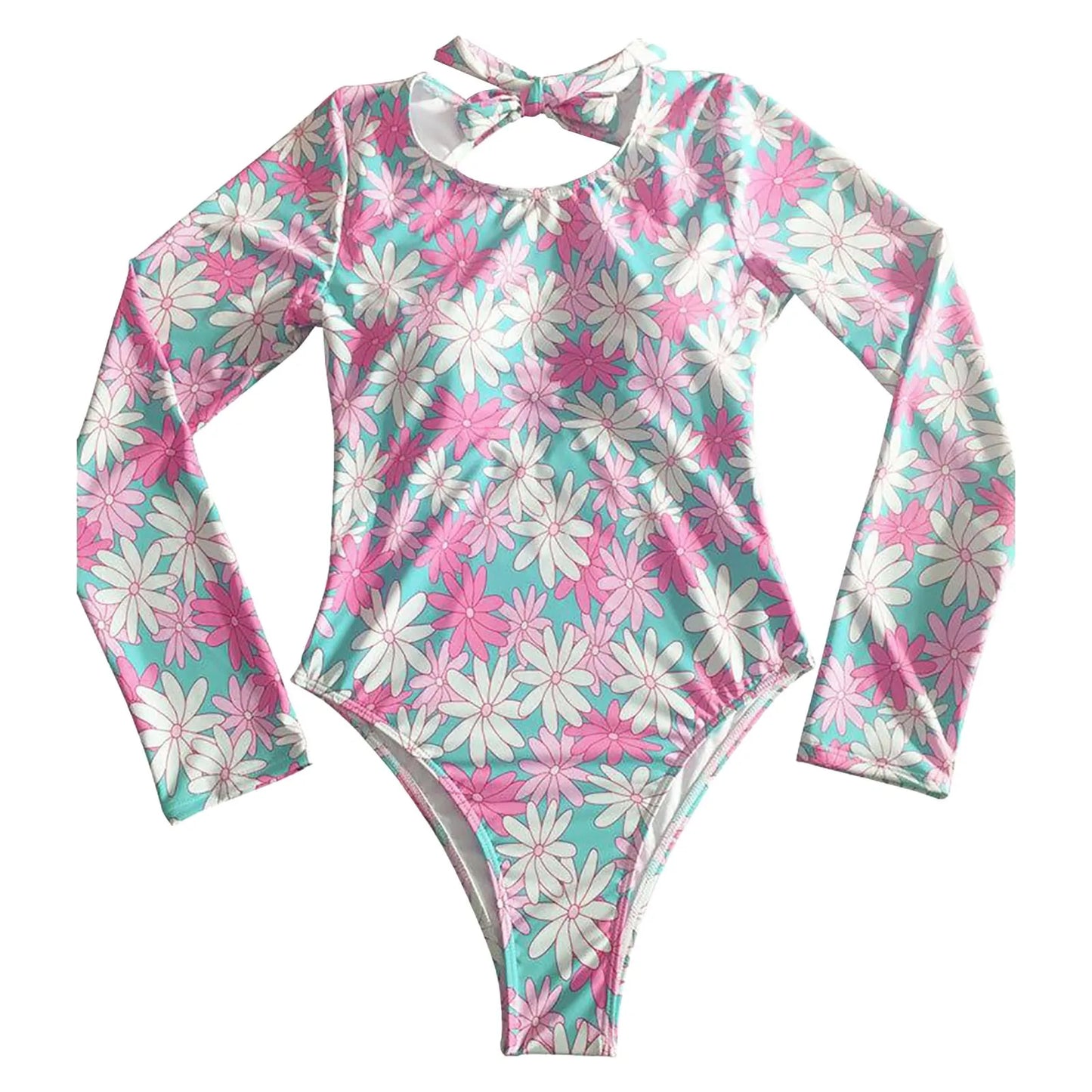 Long Sleeve Bikini with Flower Print