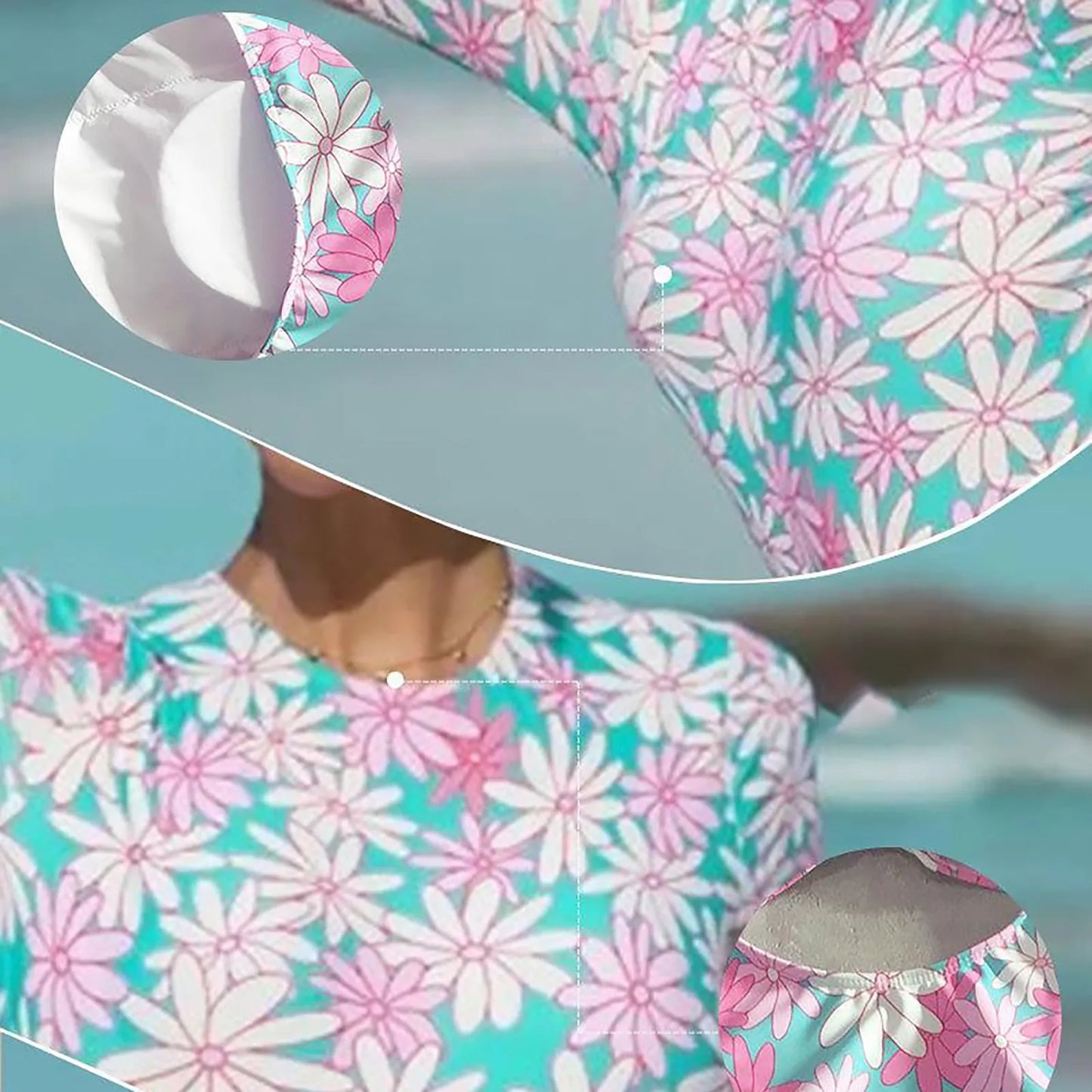 Long Sleeve Bikini with Flower Print